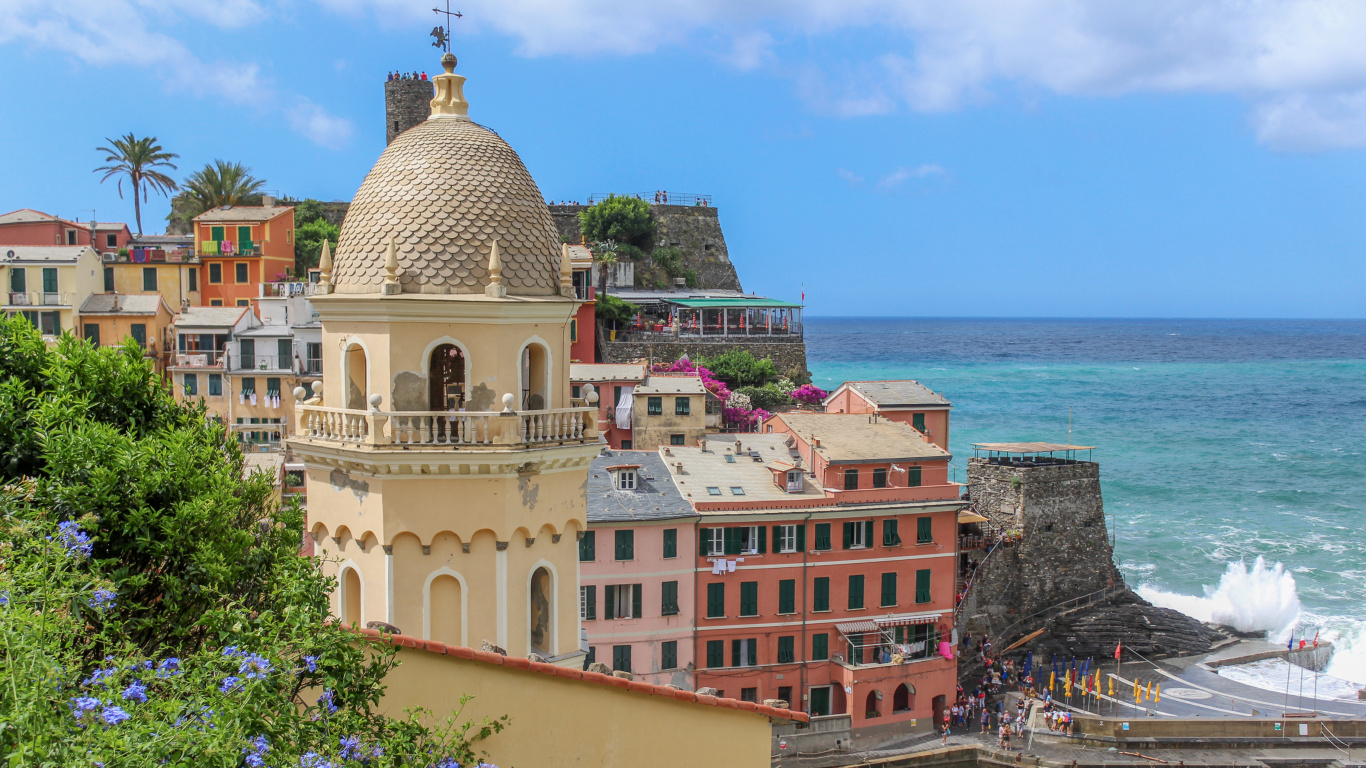 Обои Вернацца, достопримечательность, город, туризм, здание в разрешении 1366x768