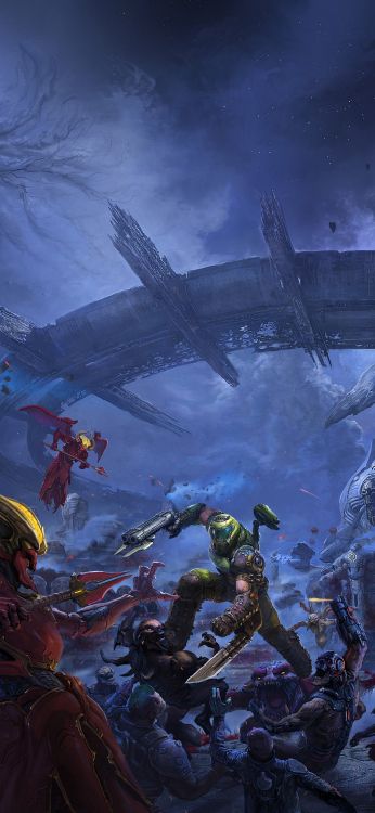 Обои Погибель Вечную, doom, На QuakeCon, gamescom, пакет расширения в разрешении 1080x2340