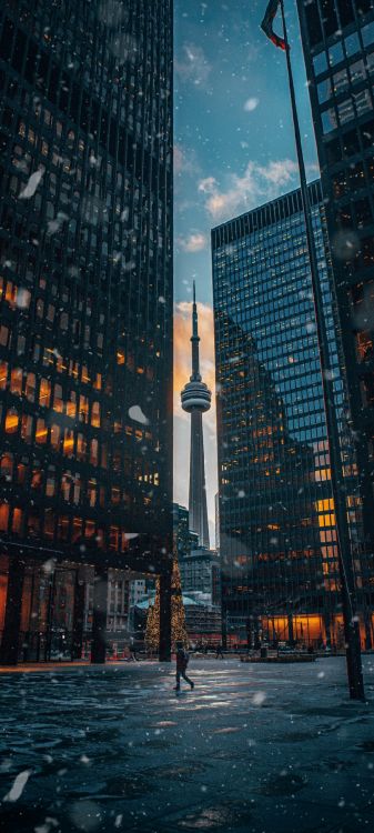 Обои здание, небоскреб, дневное время, вышка, свет в разрешении 1080x2400