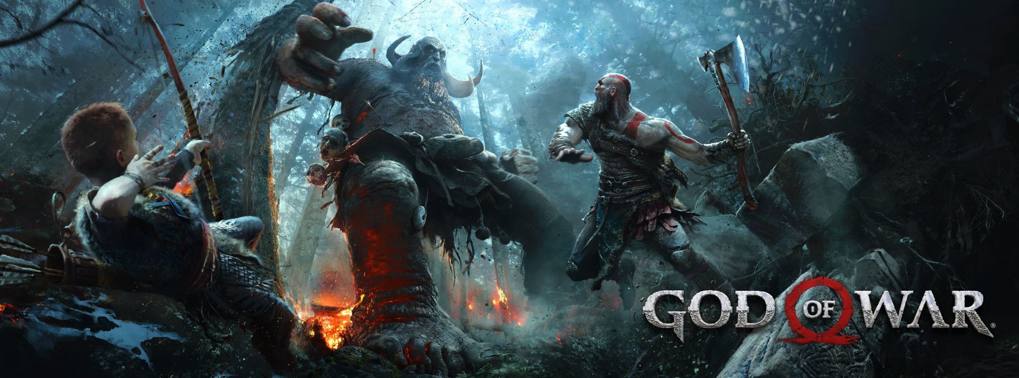 Обои god of war, кратос, god of war 3, компьютерная игра, игры в разрешении 5395x2000
