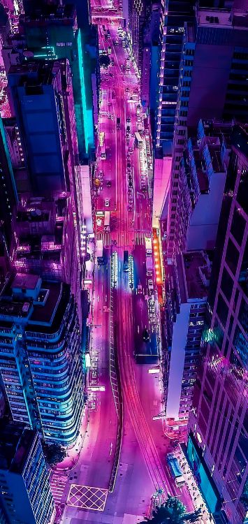 Обои эстетика, здание, пурпур, свет, небоскреб в разрешении 1422x3000