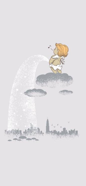 Обои ангел писает, иллюстрация, жидкий, арт, вода в разрешении 1080x2340