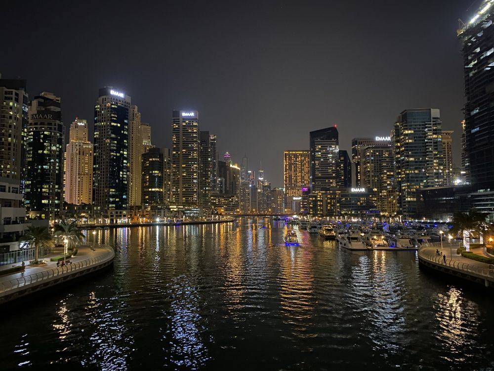 Обои Дубай, Дубай Марина, городской пейзаж, ночь, башня в разрешении 2048x1536