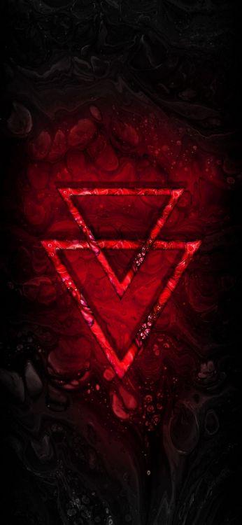 Обои темнота, глаз, человеческое тело, треугольник, пурпурный цвет в разрешении 1080x2340