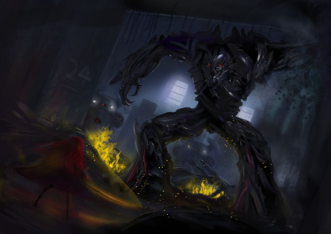 Обои Мегатрон, трансформеры, Десептикон, рисование, темнота в разрешении 3508x2480