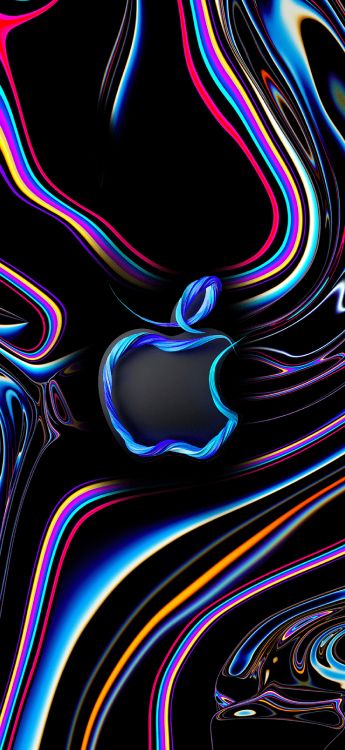 Обои яблоко, apple, красочность, свет, черный в разрешении 1436x3113