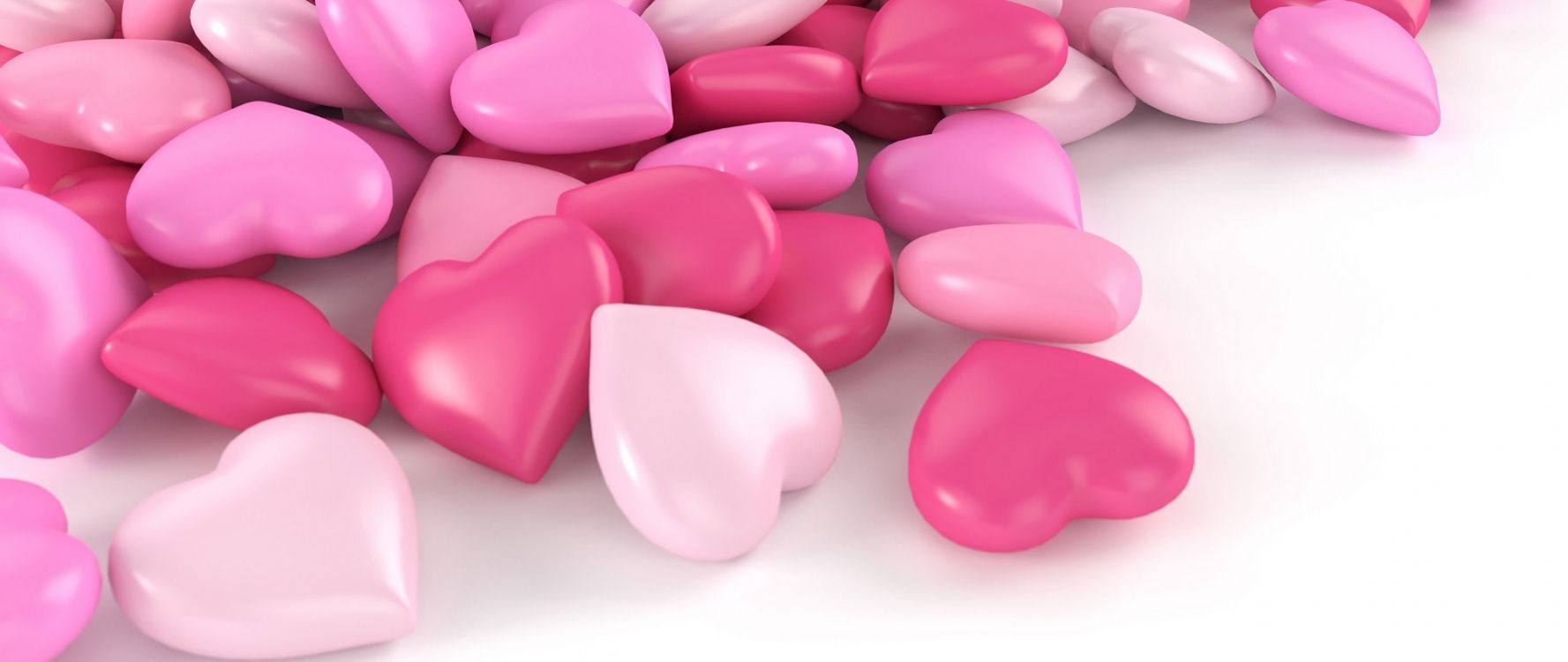 Обои сердце, розовый, кондитерские изделия, лепесток, возлюбленных в разрешении 2560x1080