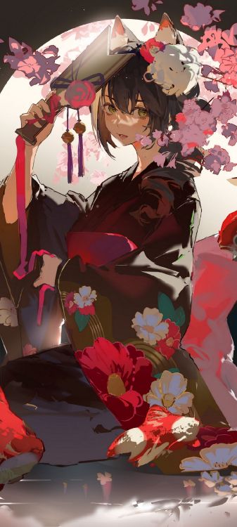 Обои цветочный дизайн, джиу-джитсу кайсен, сатору годзё, фикция, цветок в разрешении 1080x2400