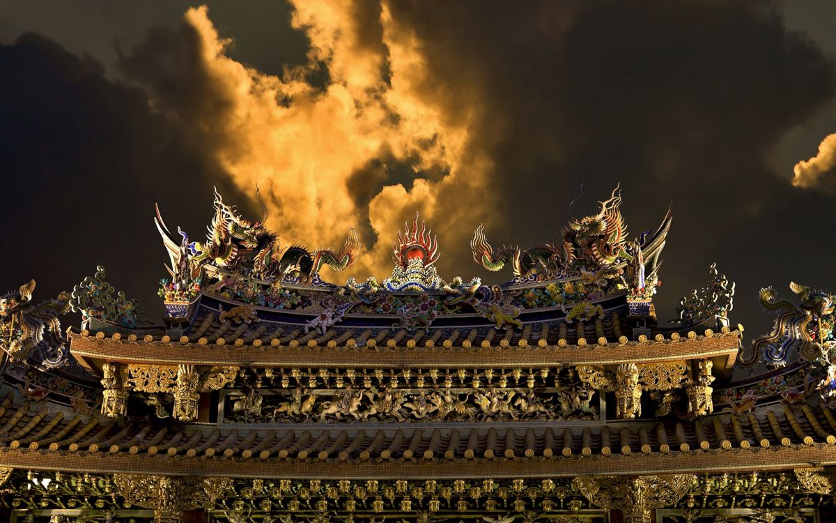 Обои облако, ночь, фотография, облака, храм в разрешении 1920x1200