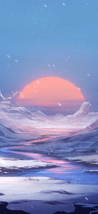 Обои аниме, планшет, облако, атмосфера, экорегион в разрешении 1440x3120