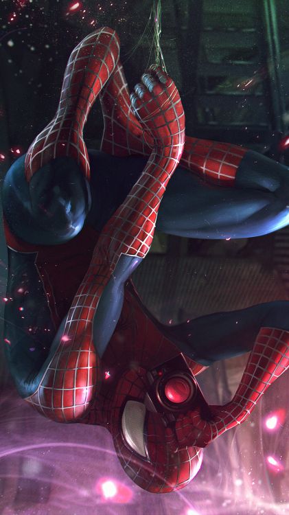 Обои человек-паук, паук, супергерой, комиксы Марвел, свет в разрешении 1080x1920