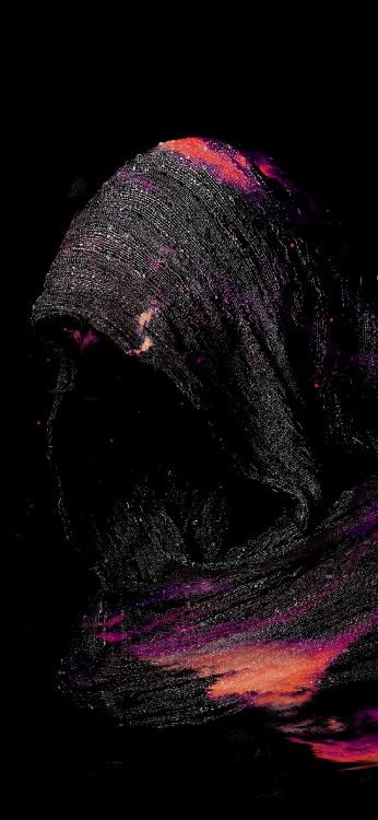 Обои арт, абстрактное искусство, цифровое искусство, глаз, пурпур в разрешении 1242x2688