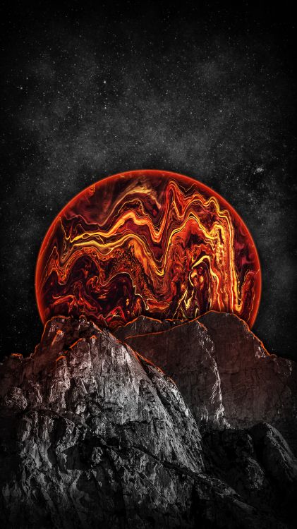 Обои темнота, мир, лава, тепло, газ в разрешении 3240x5760