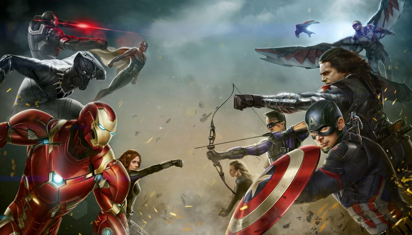 Обои Капитан Америка Гражданская Война, Железный человек, Капитан Америка, marvel, компьютерная игра в разрешении 7777x4444
