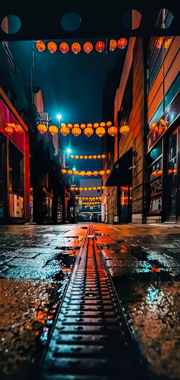 Обои ночь, уличный фонарь, свет, городской пейзаж, улица в разрешении 1422x3000