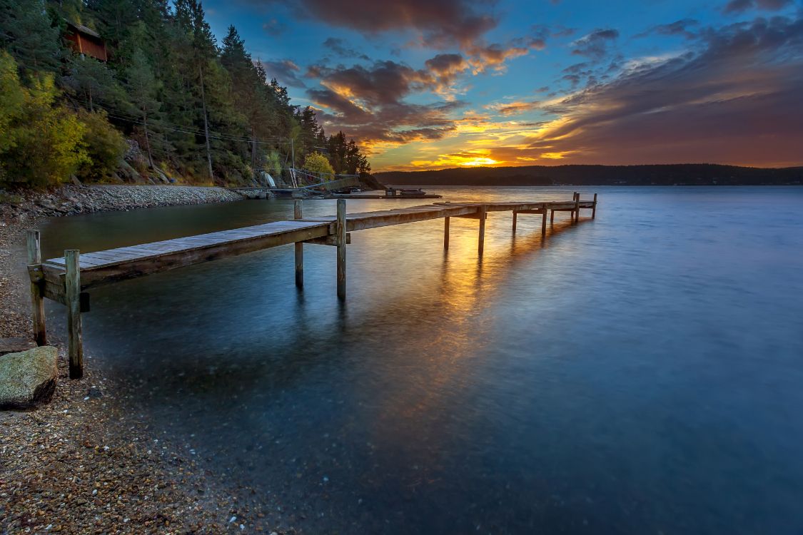 Обои закат, природа, берег, вода, отражение в разрешении 4200x2800