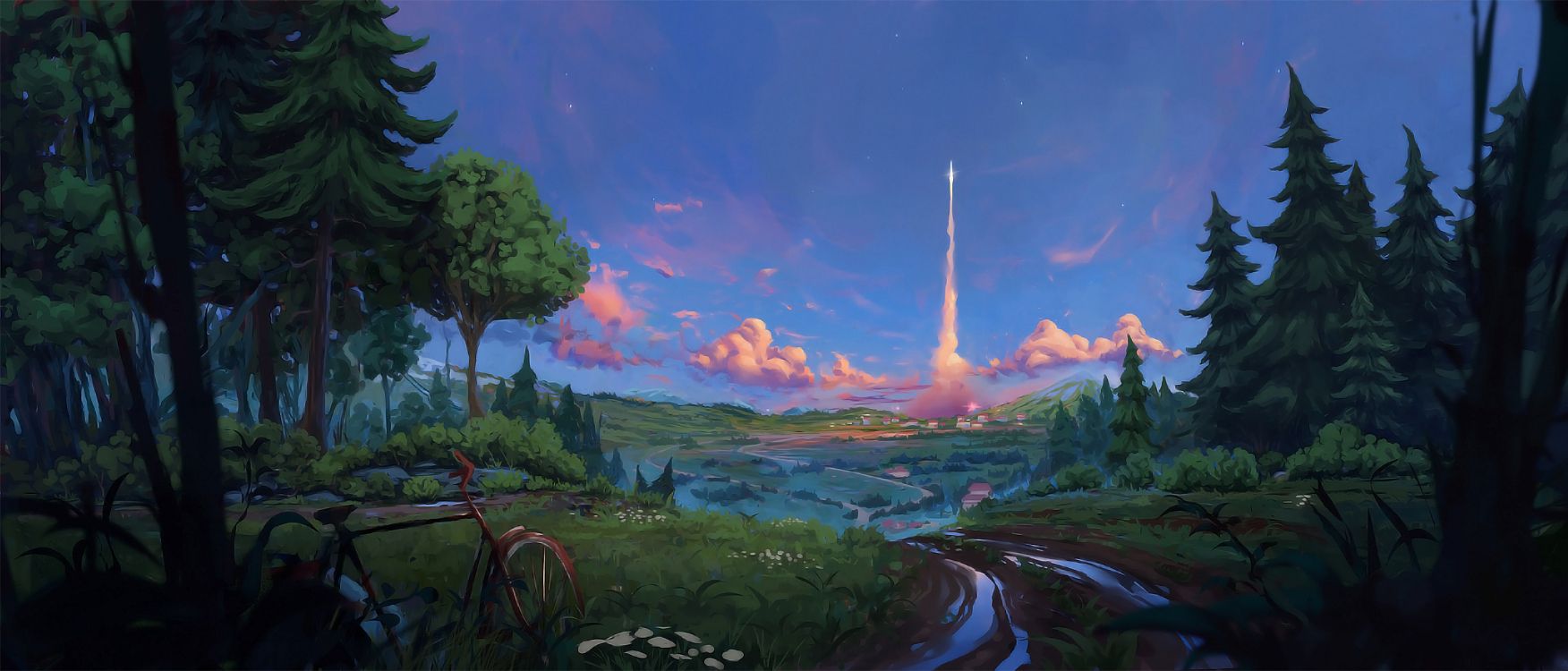 Обои денис истомин тихий, облако, растение, окружающая среда, природный ландшафт в разрешении 2523x1080