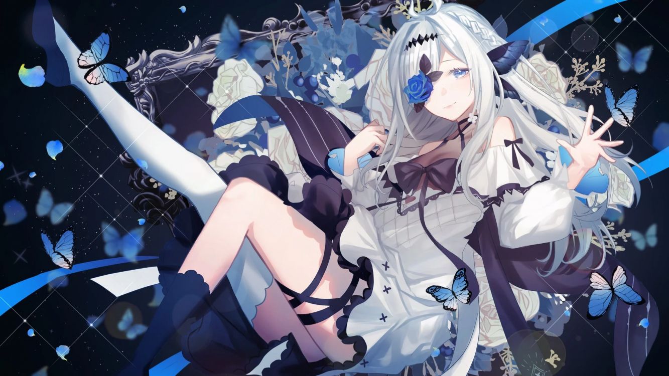 Обои аниме, арт, лазурный, человеческое тело, мультфильм в разрешении 2048x1152