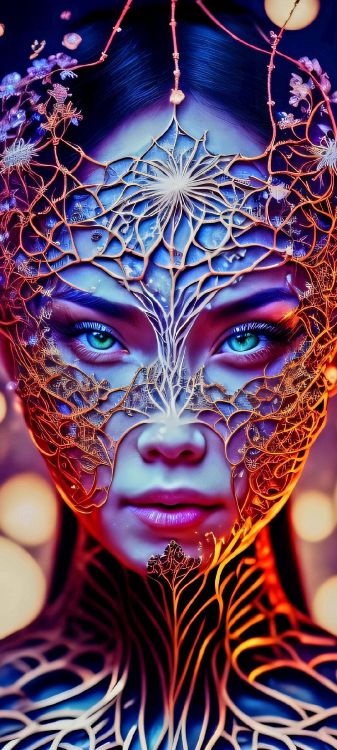 Обои фрактальное искусство, арт, глаз, орган, освещение в разрешении 1080x2400