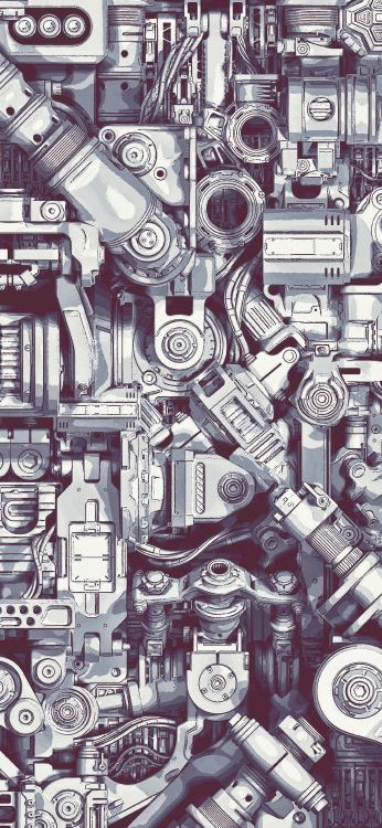 Обои механические детали, механизм, архитектура, арт, стиль в разрешении 2160x4680