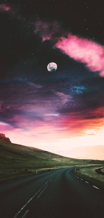 Обои облако, атмосфера, дневное время, экорегион, луна в разрешении 1080x2264