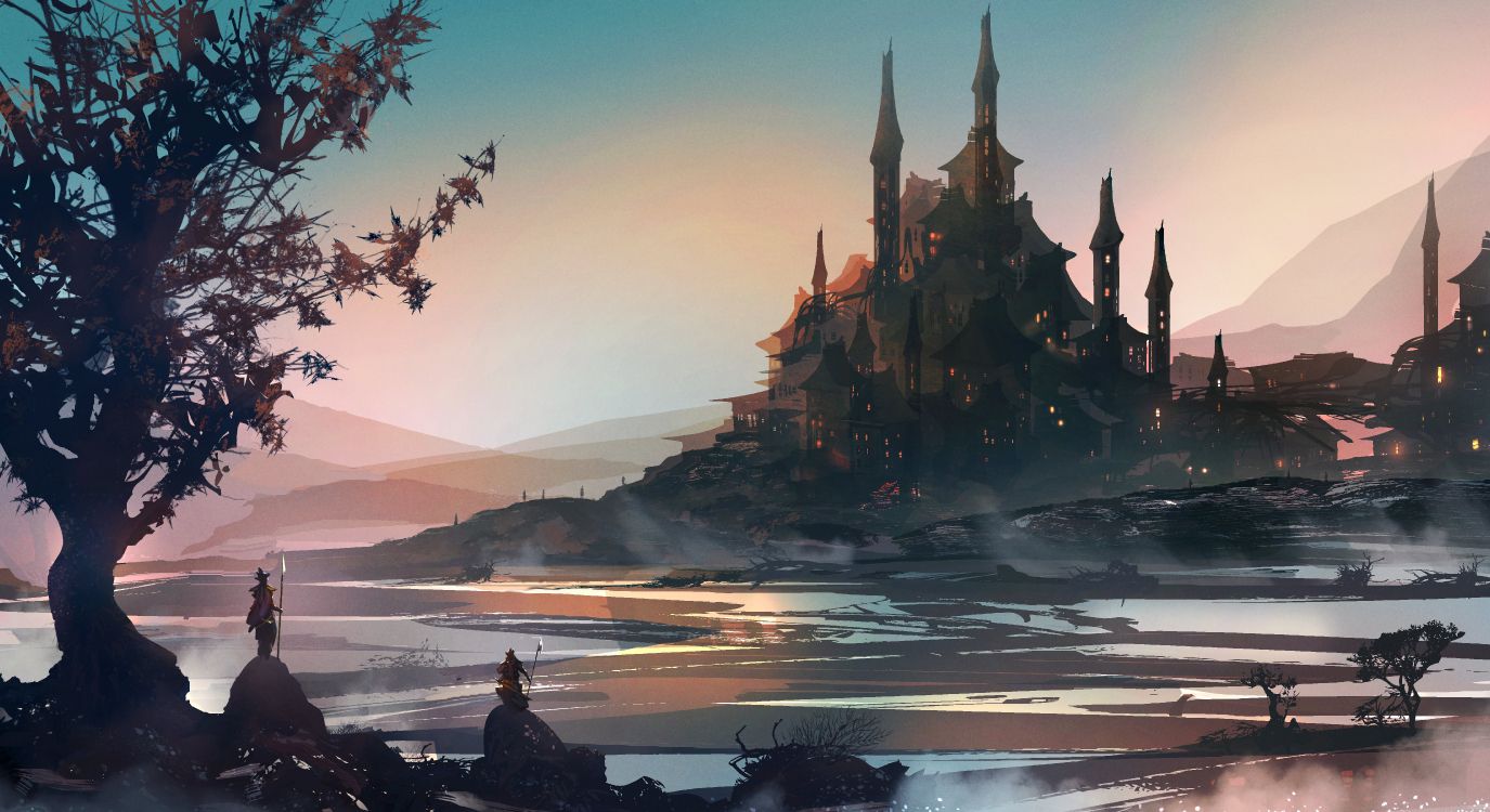 Обои арт, живопись, атмосфера, иллюстрация, облако в разрешении 6600x3600