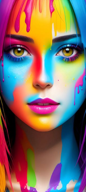 Обои девушка, нос, щека, губа, красочность в разрешении 1080x2400