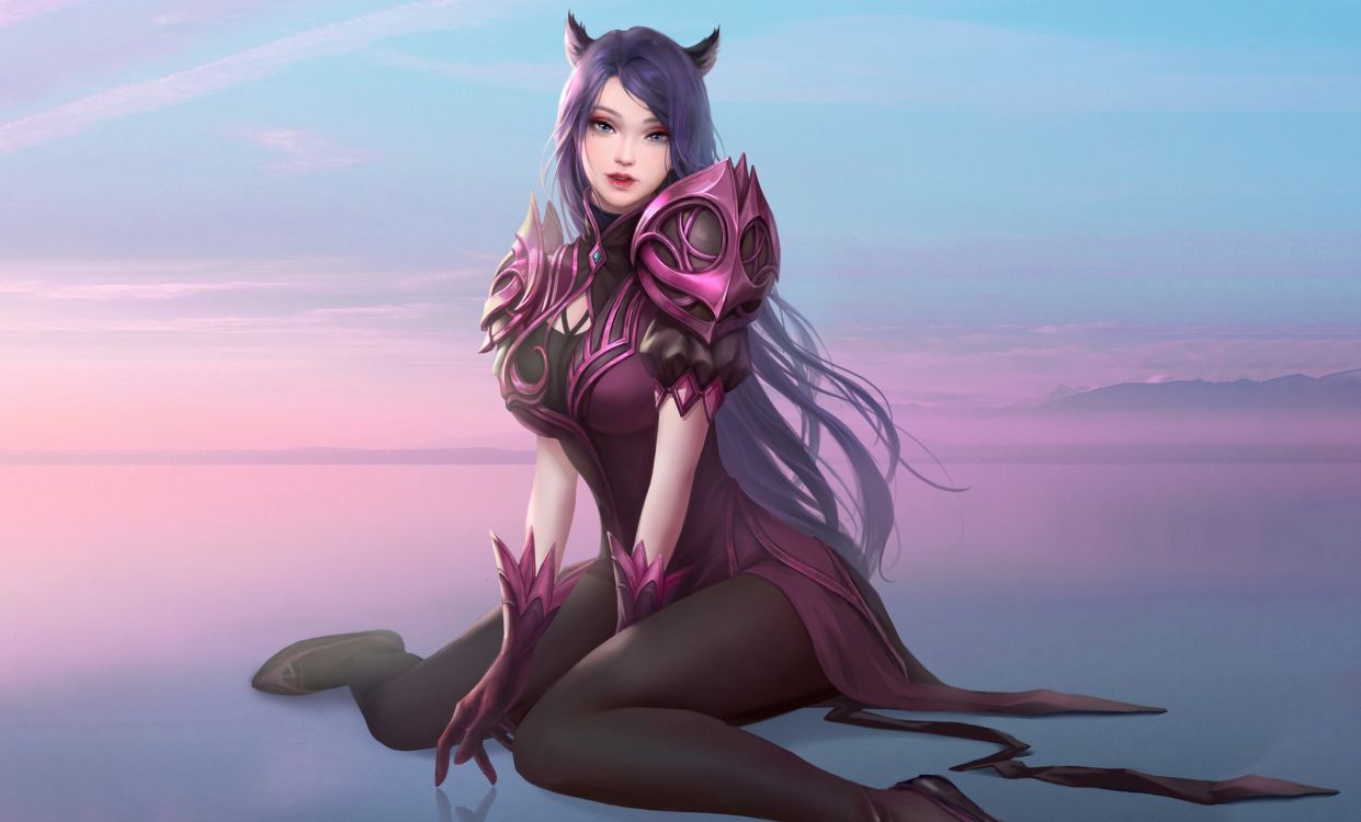 Обои аниме, розовый, красота, нога, длинные волосы в разрешении 2500x1510