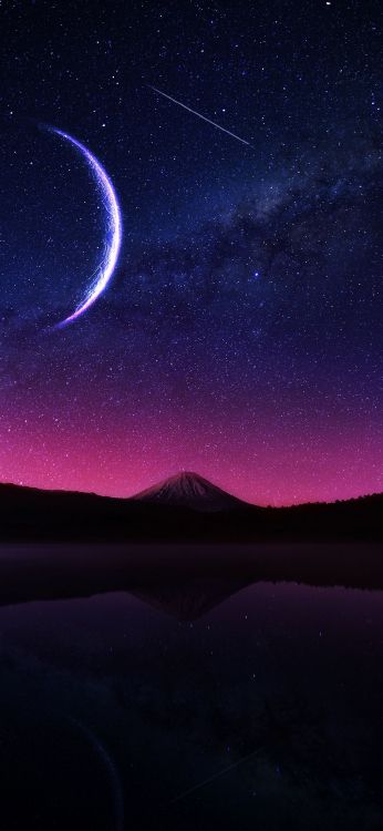 Обои атмосфера, природа, природный ландшафт, луна, полумесяц в разрешении 1080x2340