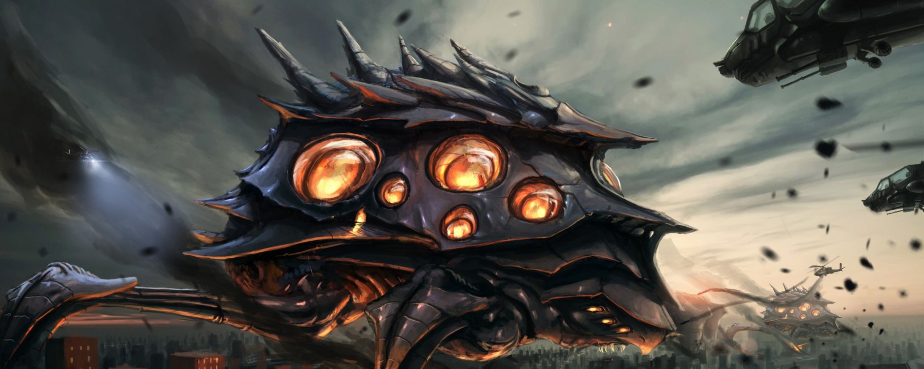 Обои цифровое искусство, концепт арт, рисование, вымышленный персонаж, десантная операция в разрешении 2560x1024