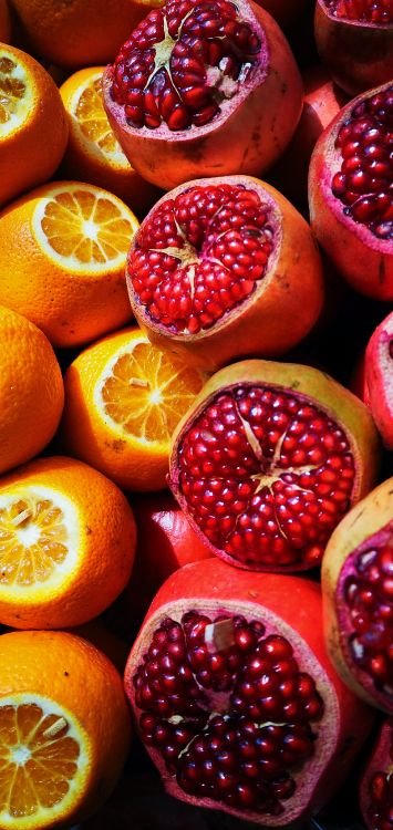 Обои природные продукты, гранат, фрукты, сок, пища в разрешении 1515x3200