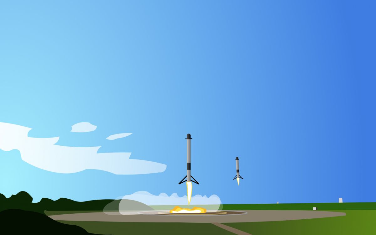 Обои Falcon Heavy, SpaceX, ракета, атмосфера, иллюстрация в разрешении 2560x1600