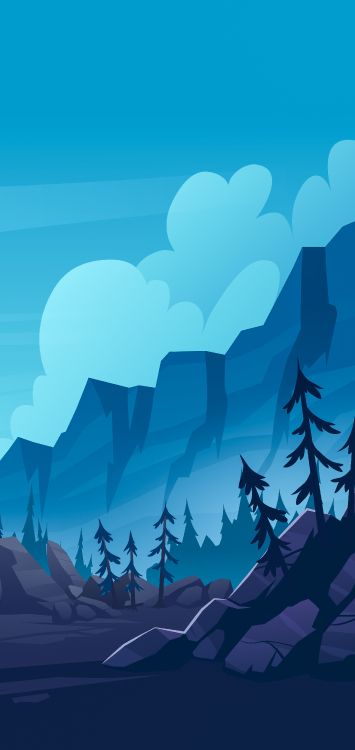 Обои горная анимация, векторная графика, гора, иллюстрация, природа в разрешении 2606x5500