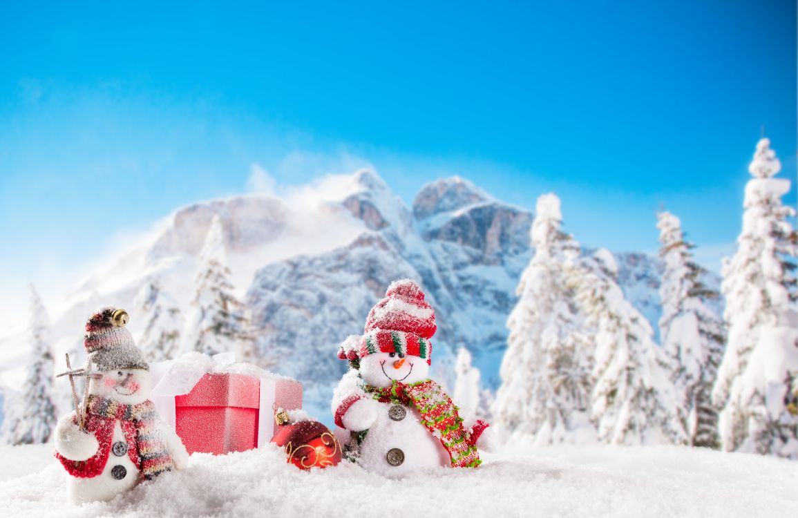 Обои Рождественский день, Снеговик, зима, снег, замораживание в разрешении 6650x4317