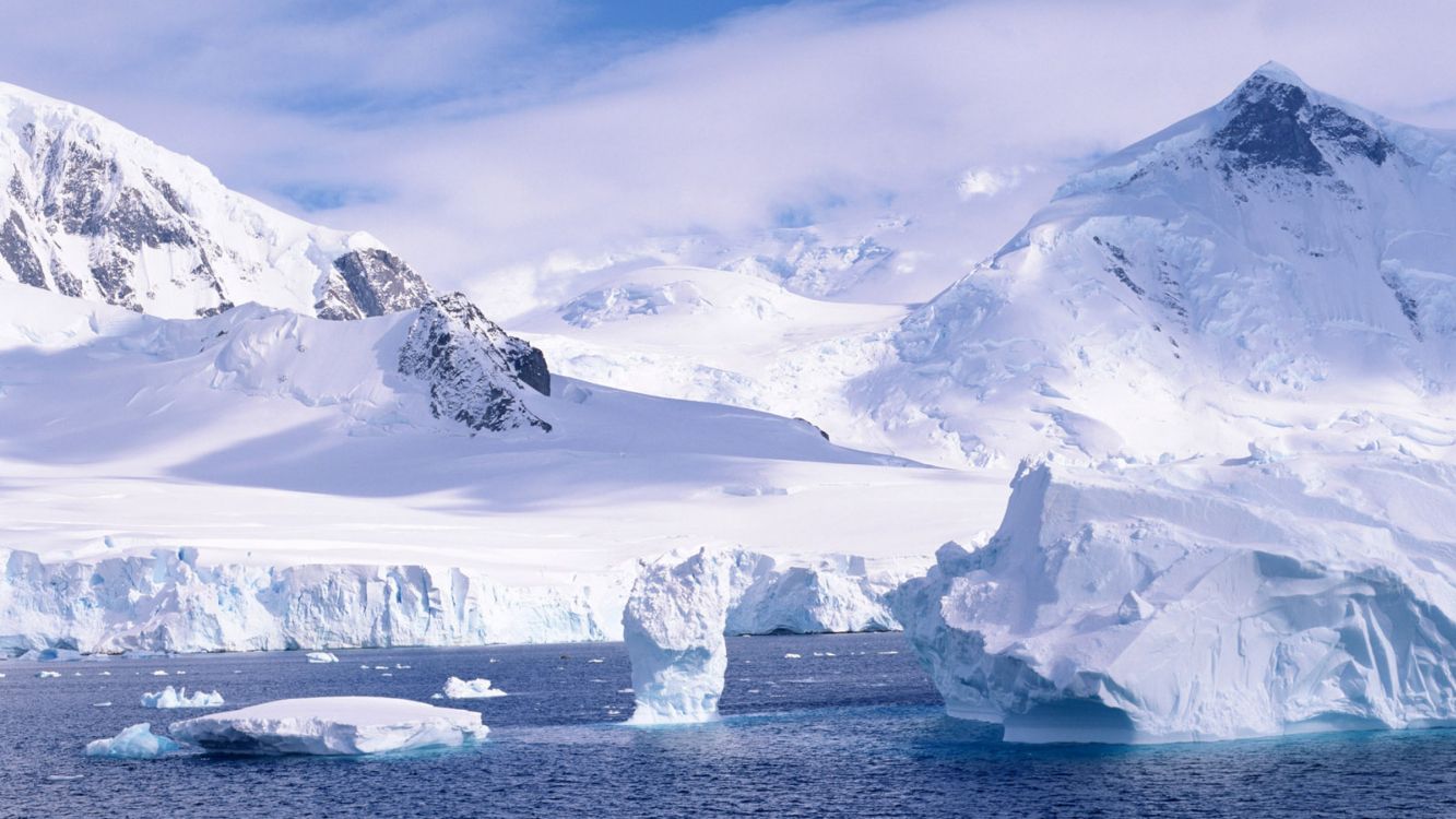 Обои снег, гора, полярные льды, лед, айсберг в разрешении 3840x2160