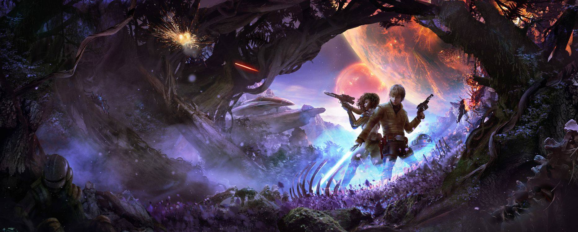 Обои Наследник джедаев Звездные войны, звездные войны, фан арт, джедай, арт в разрешении 3840x1545