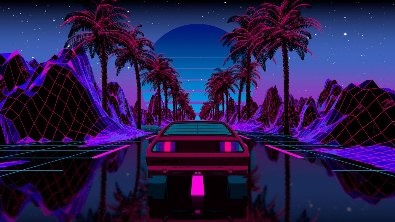 Synthwave обои 4к