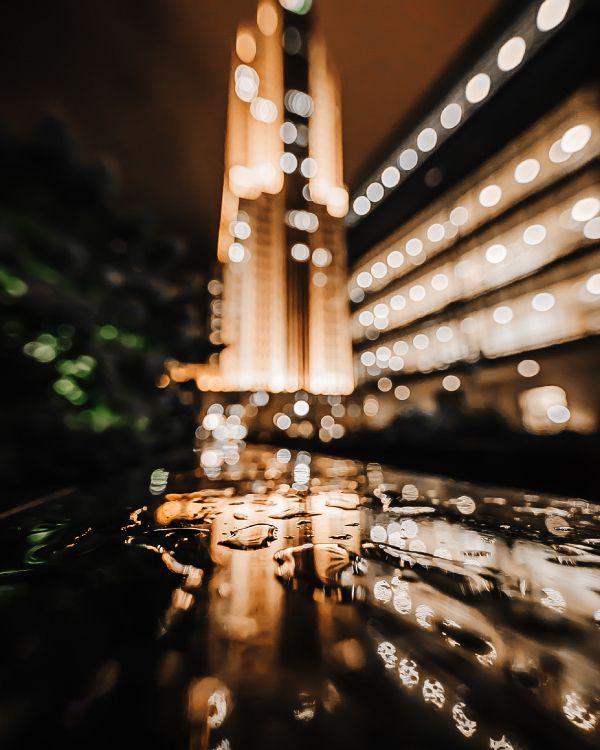 Обои боке, вода, свет, отражение, ночь в разрешении 2129x2661