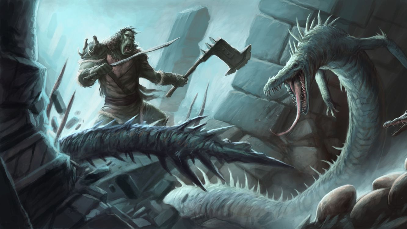 Обои фэнтези, мифология, мифическое существо, компьютерная игра, фантастическое искусство в разрешении 5120x2880