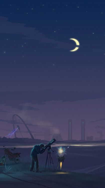 Обои телескоп, атмосфера, луна, полумесяц, астрономический объект в разрешении 720x1280