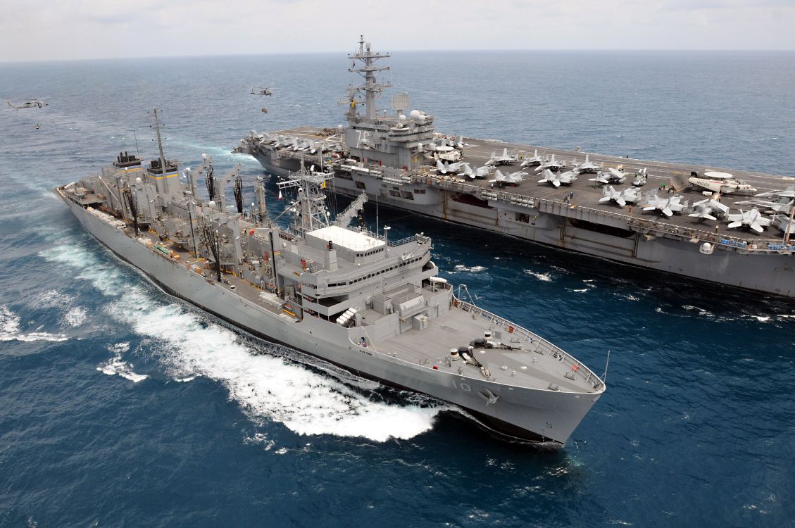 Обои быстрый боевой корабль поддержки, авианосец, USS Рональд Рейган, USN от моста, военно морской флот США в разрешении 4288x2848