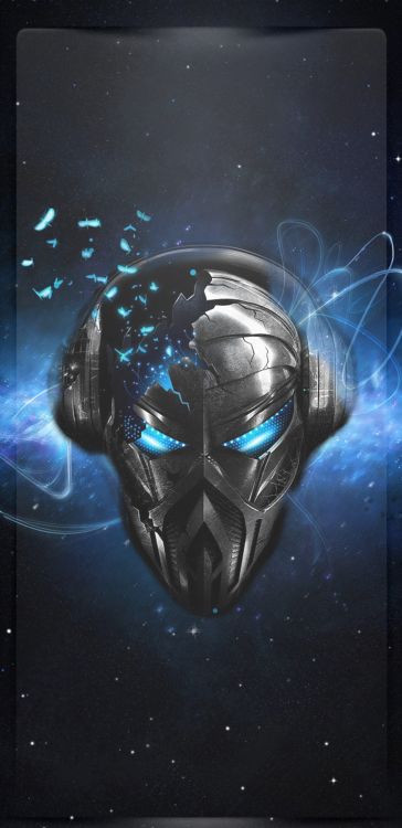 Обои инопланетный череп, арт, электрик, технологии, темнота в разрешении 1080x2220