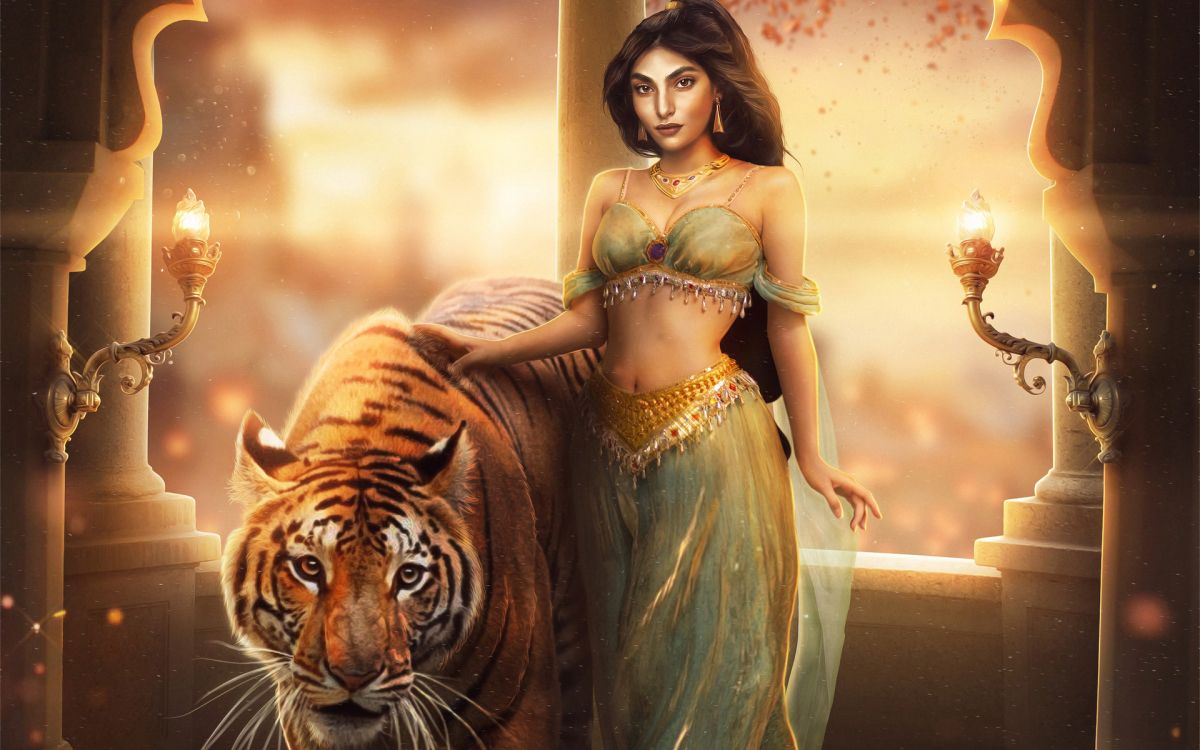 Обои мифология, кошачьих, Цифровой композитинг, иллюстрация, олененок в разрешении 1920x1200