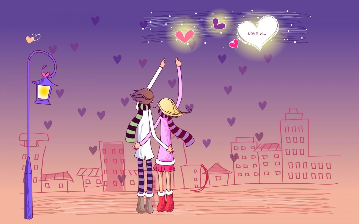 Обои День Святого Валентина, мультфильм, иллюстрация, графический дизайн, пурпур в разрешении 1920x1200