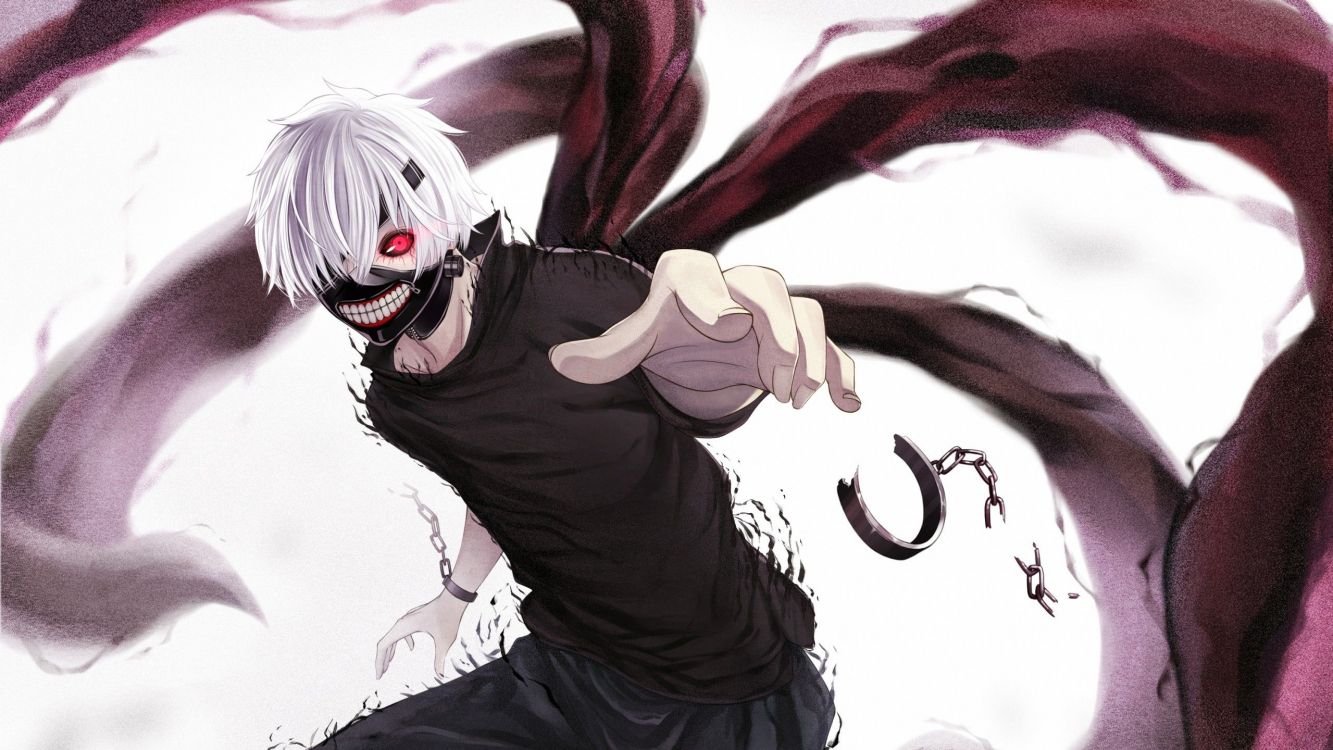 Обои Кен kaneki, Токио вурдалак, аниме, иллюстрация, вымышленный персонаж в разрешении 2560x1440