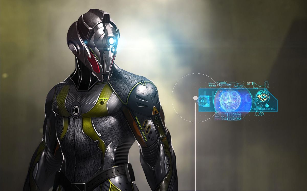 Обои киборг, робот, Научная фантастика, супергерой, фигурка в разрешении 2560x1600