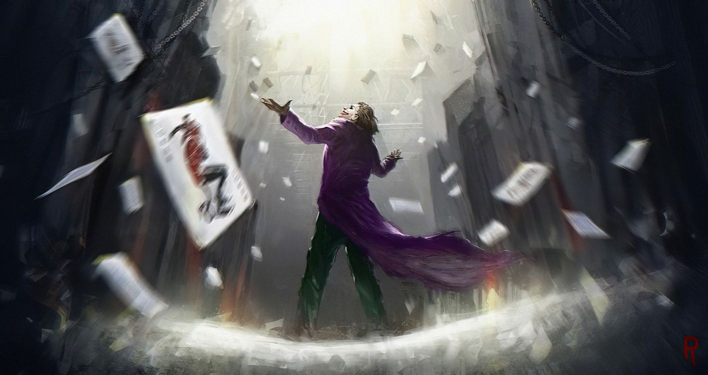 Обои Джокер, графический дизайн, риддлер, Цифровой композитинг, эскиз в разрешении 2048x1084