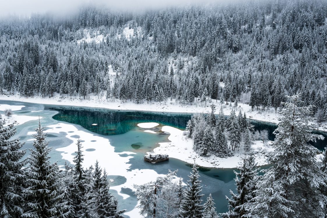 Обои Каума, снег, зима, природа, озеро в разрешении 3000x2003