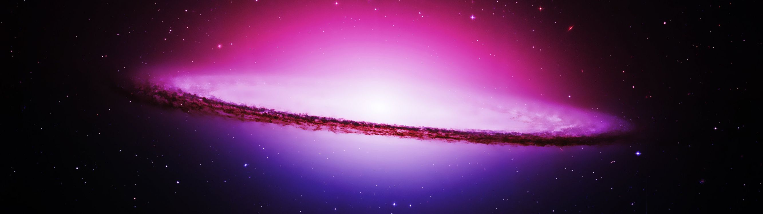 Обои пурпур, атмосфера, астрономический объект, Вселенная, космос в разрешении 3840x1080
