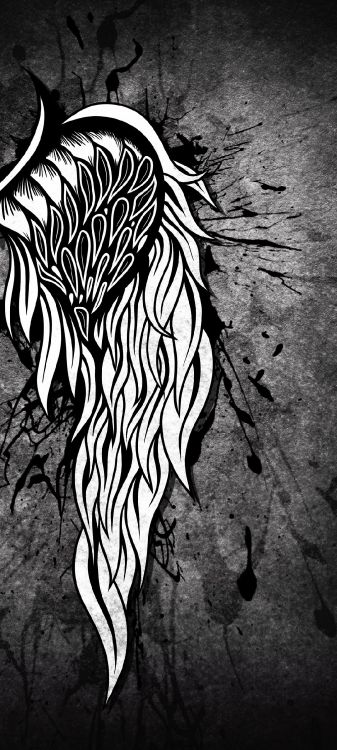 Обои визуальное искусство, черный и белый, иллюстрация, голова, растение в разрешении 1080x2400